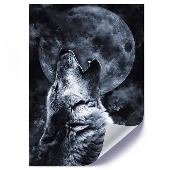 Plakat FEEBY Wyjący wilk i księżyc, 40x60 cm Feeby