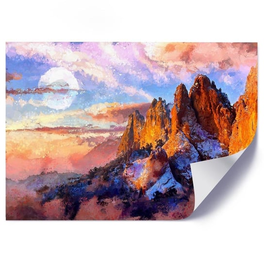 Plakat FEEBY Zachód słońca w górach, 100x70 cm Feeby