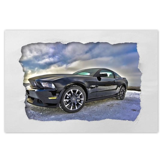 Plakat Ford Mustang w zimie, 90x60 cm ZeSmakiem