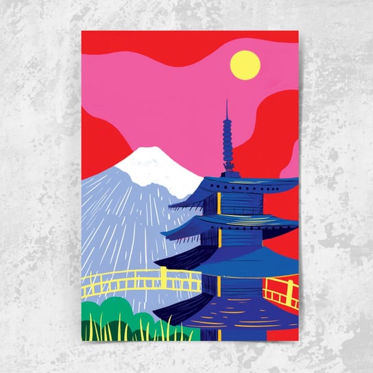 Plakat Góra Fuji Japonia Azja Pagoda - 50 x 70 cm Inna marka