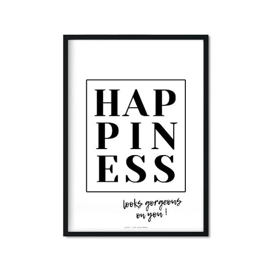 Plakat Happiness (II), biało-czarny, 30x40 cm Love The Journey