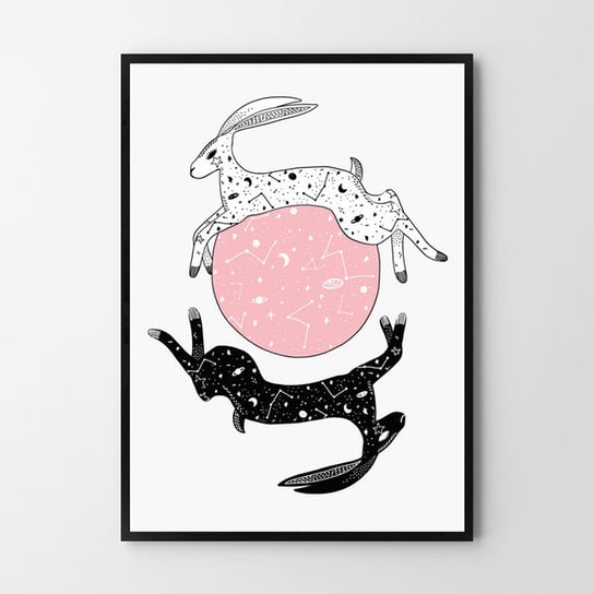 Plakat HOG STUDIO Gwiezdne zające Pink, A4, 21x29,7 cm Hog Studio