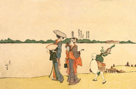 Plakat, Hokusai, Women and Children Walking Along the Sumida River, 42x29,7 cm reinders