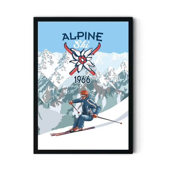 Plakat IKKUNASHOP,  Alpine Ski 1966 20x30 Czarna ramka IkkunaShop