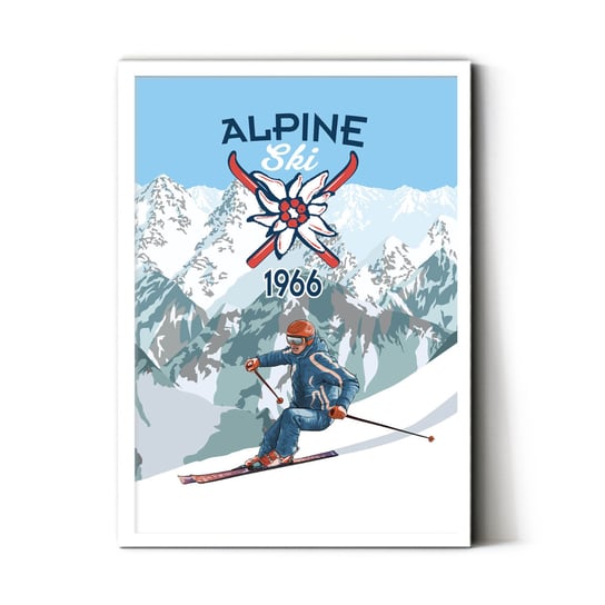 Plakat IKKUNASHOP,  Alpine Ski 1966 30x40 Biała ramka IkkunaShop