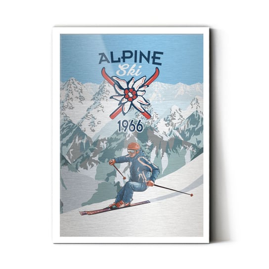 Plakat IKKUNASHOP,  Alpine Ski 1966 40x60 Biała ramka IkkunaShop