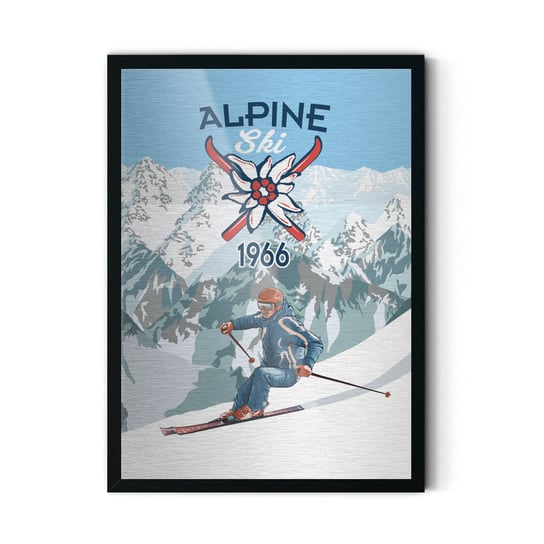 Plakat IKKUNASHOP,  Alpine Ski 1966 40x60 Czarna ramka IkkunaShop