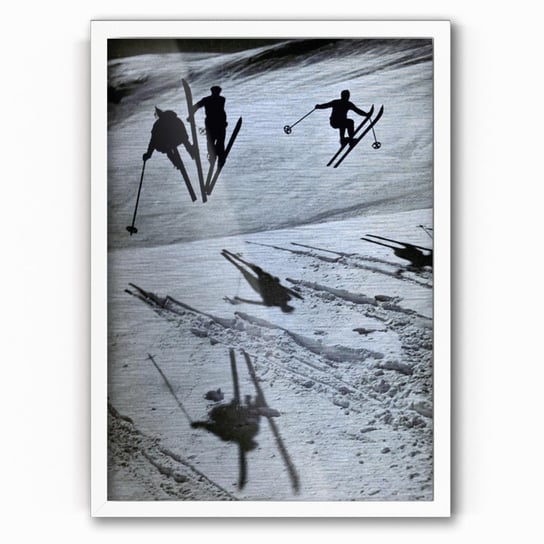 Plakat IKKUNASHOP,  B&W Ski 20x30 Biała ramka IkkunaShop
