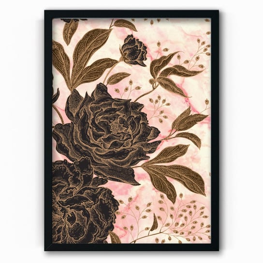 Plakat IKKUNASHOP,  Black Flowers 30x40 Czarna ramka IkkunaShop