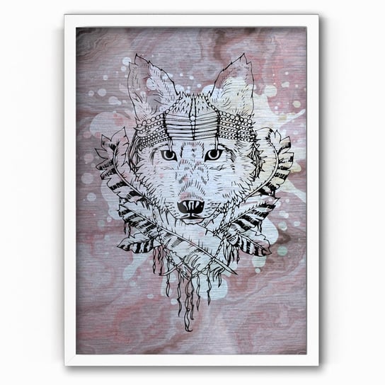 Plakat IKKUNASHOP,  Boho Wolf 40x60 Biała ramka IkkunaShop