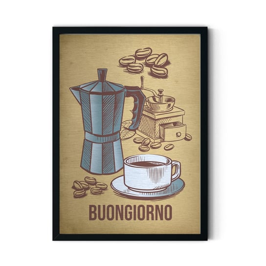 Plakat IKKUNASHOP,  Buongiorno 30x40 Czarna ramka IkkunaShop