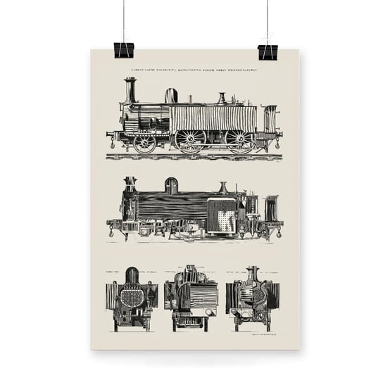 Plakat IKKUNASHOP,  Engine train and its compartments from a technical journal The Engineer by Edward Charles 40x60 IkkunaShop