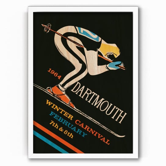 Plakat IKKUNASHOP, Plakat na drewnie 1964 Dartmouth 20x30 Biała ramka IkkunaShop
