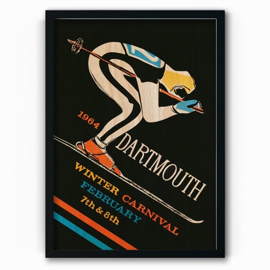 Plakat IKKUNASHOP, Plakat na drewnie 1964 Dartmouth 30x40 Czarna ramka IkkunaShop
