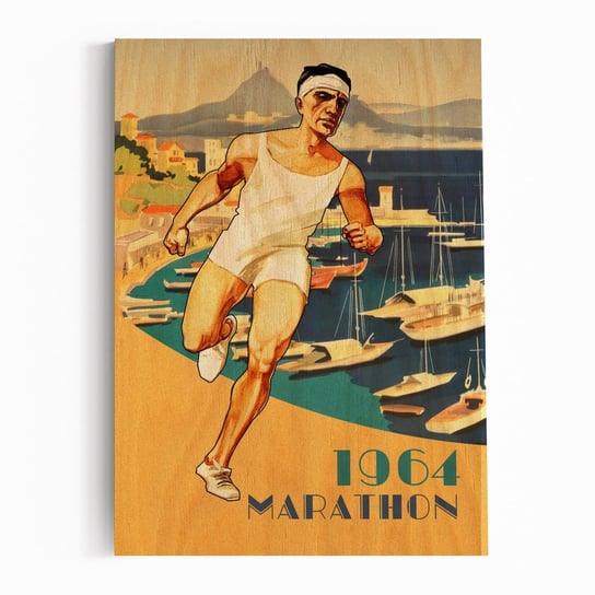 Plakat IKKUNASHOP, Plakat na drewnie 1964 Marathon 30x40 IkkunaShop