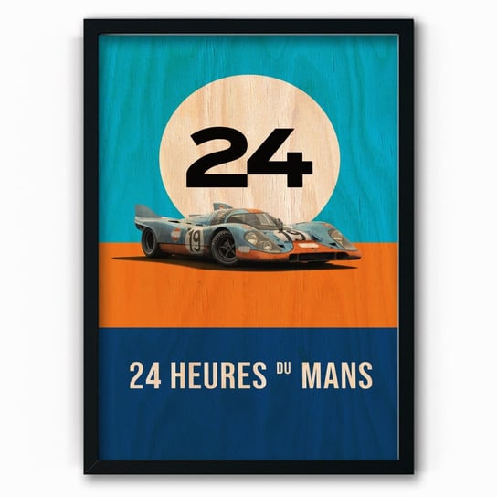 Plakat IKKUNASHOP, Plakat na drewnie 24 Heures Du Mans 30x40 Czarna ramka IkkunaShop