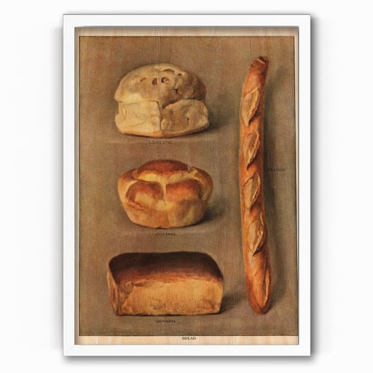 Plakat IKKUNASHOP, Plakat na drewnie Baked Bread 20x30 Biała ramka IkkunaShop