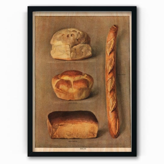 Plakat IKKUNASHOP, Plakat na drewnie Baked Bread 40x60 Czarna ramka IkkunaShop