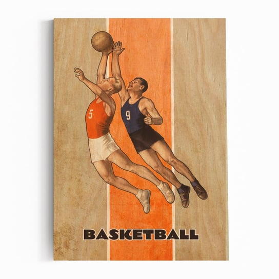 Plakat IKKUNASHOP, Plakat na drewnie Basketball 30x40 IkkunaShop