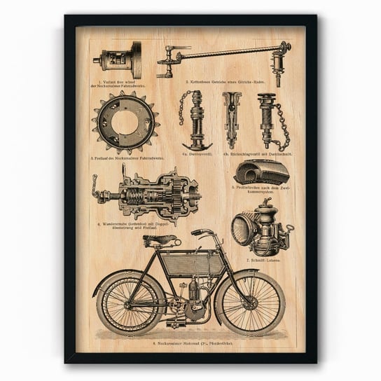 Plakat IKKUNASHOP, Plakat na drewnie Bicycles 1894 30x40 Czarna ramka IkkunaShop