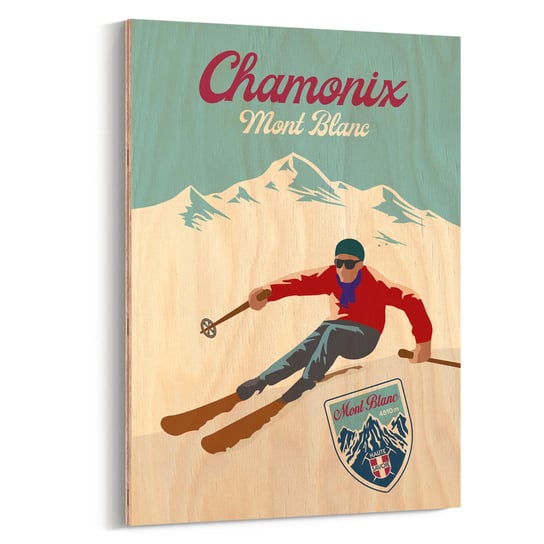 Plakat IKKUNASHOP, Plakat na drewnie Chamonix Mont Blanc 40x60 IkkunaShop