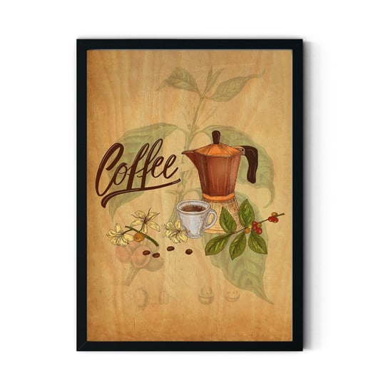 Plakat IKKUNASHOP, Plakat na drewnie Coffee 20x30 Czarna ramka IkkunaShop