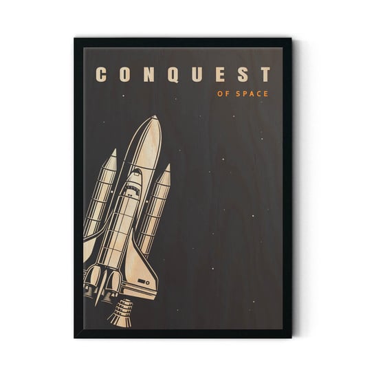 Plakat IKKUNASHOP, Plakat na drewnie Conquest Of Space Black 20x30 Czarna ramka IkkunaShop