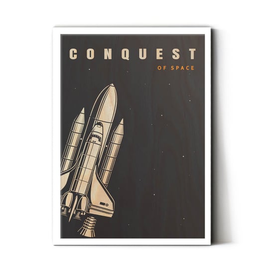 Plakat IKKUNASHOP, Plakat na drewnie Conquest Of Space Black 40x60 Biała ramka IkkunaShop