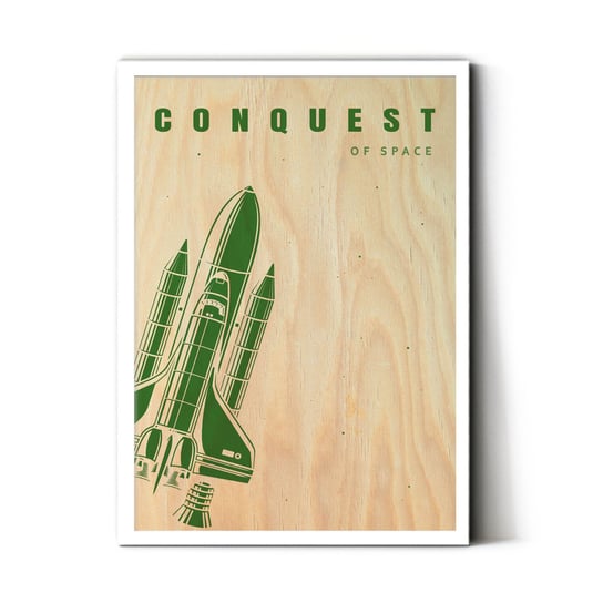 Plakat IKKUNASHOP, Plakat na drewnie Conquest Of Space Green 30x40 Biała ramka IkkunaShop