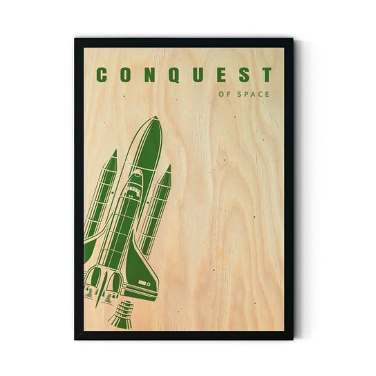 Plakat IKKUNASHOP, Plakat na drewnie Conquest Of Space Green 30x40 Czarna ramka IkkunaShop