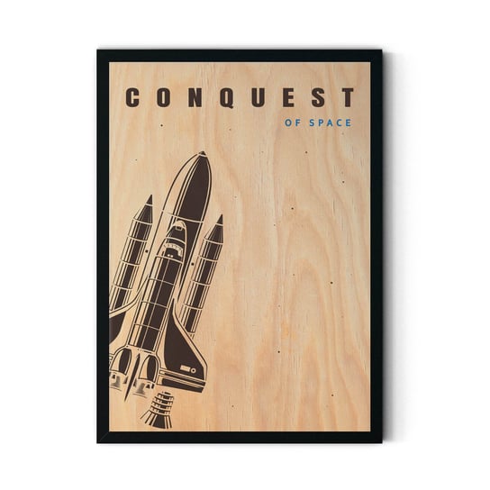 Plakat IKKUNASHOP, Plakat na drewnie Conquest Of Space White 20x30 Czarna ramka IkkunaShop