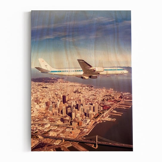 Plakat IKKUNASHOP, Plakat na drewnie DC8 NASA 717 in flight over San Francisco 29 May 1991 Original from NASA 30x40 IkkunaShop