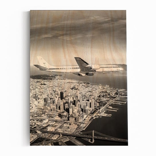 Plakat IKKUNASHOP, Plakat na drewnie DC8 NASA 717 in flight over San Francisco 29 May 1991 Original from NASA 40x60 IkkunaShop