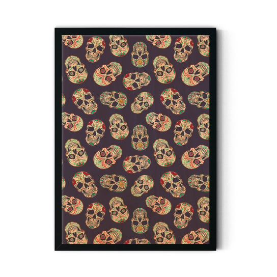 Plakat IKKUNASHOP, Plakat na drewnie Dia de los Muertos 40x60 Czarna ramka IkkunaShop