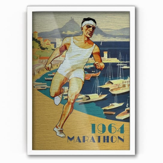 Plakat IKKUNASHOP, Plakat na metalu 1964 Marathon 30x40 Biała ramka IkkunaShop