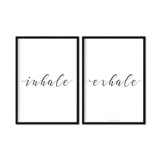 Plakat Inhale Exhale, biało-czarny, 40x50 cm Love The Journey