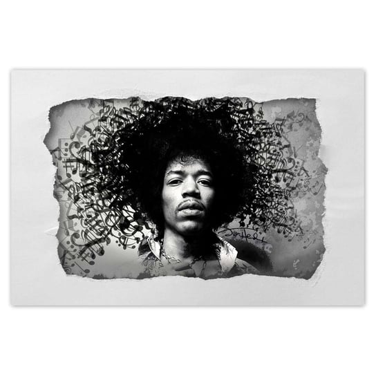 Plakat Jimmy Hendrix z nutami, 60x40 cm ZeSmakiem