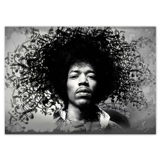 Plakat Jimmy Hendrix z nutami, 70x50 cm ZeSmakiem