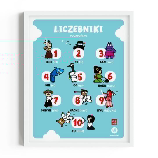 Plakat JUDO, AIKIDO, KARATE, KENDO_edukacyjny, dziecięcy_ LICZYMY PO JAPOŃSKU_40x50cm DOdzieci