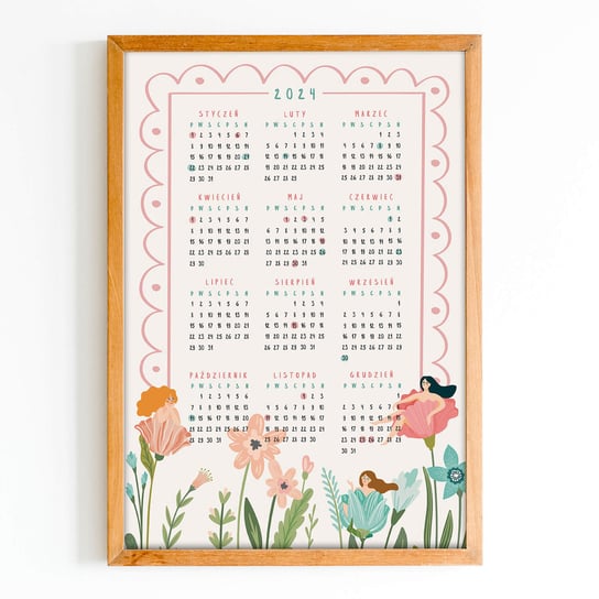 Plakat kalendarz babeczki w kwiatach na 2024 Plakat kalendarz babeczki w kwiatach A3 Cardie