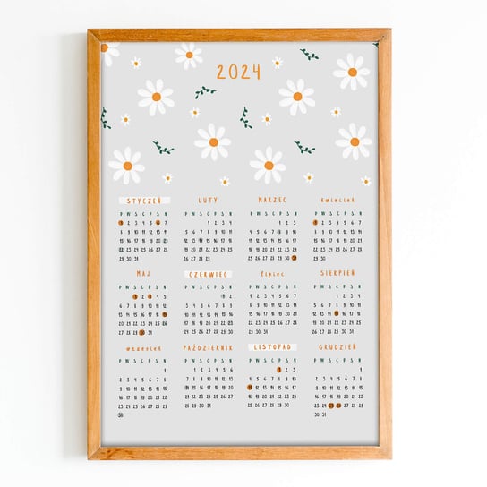 Plakat kalendarz w kwiatki A3 na 2024 Cardie