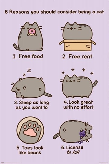 Plakat Kot Pusheen Reasons to be a Cat plakaty na ścianę 61x91,5 cm Pusheen