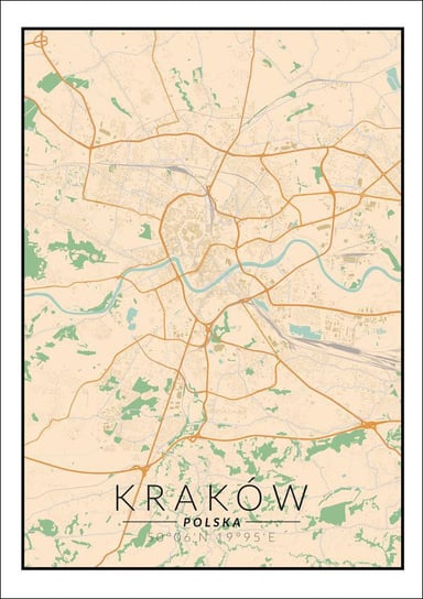 Plakat, Kraków mapa kolorowa, 61x91,5 cm reinders