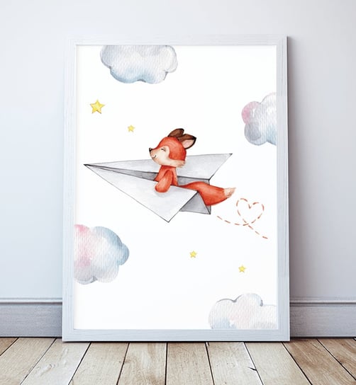 Plakat Lisek Pilot w samolocie format A2 Wallie Studio Dekoracji