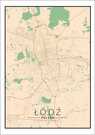 Plakat, Łódź mapa kolorowa, 42x59,4 cm reinders