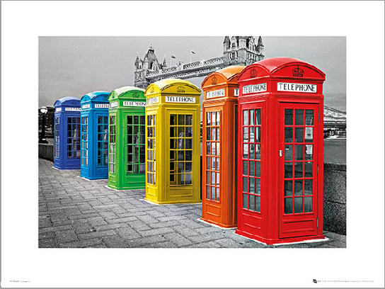 Plakat, London Phoneboxes Colour, 40x30 cm Inna marka