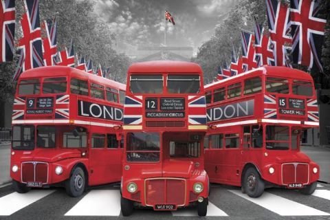Plakat, Londyn Czerwone Autobusy, 91,5x61 cm Inny producent