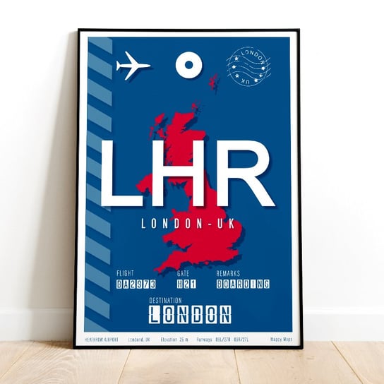 Plakat lotniczy - lotnisko Londyn Heathrow LHR 30x42 Mappy Maps