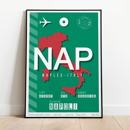 Plakat lotniczy - lotnisko Neapol NAP Włochy 50x70 Mappy Maps