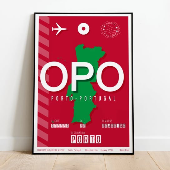 Plakat lotniczy - lotnisko Porto Portugalia 30x42 Mappy Maps